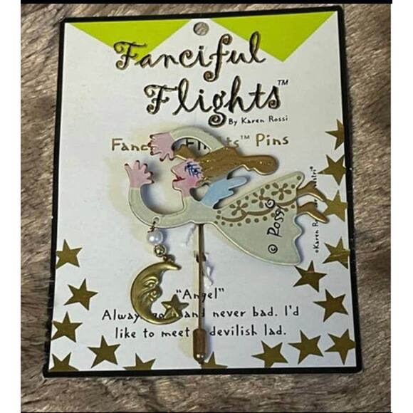 Vintage Fanciful Flights 'Angel' Stick Pin by Designer Karen Rossi (1990s) - Picture 2 of 2